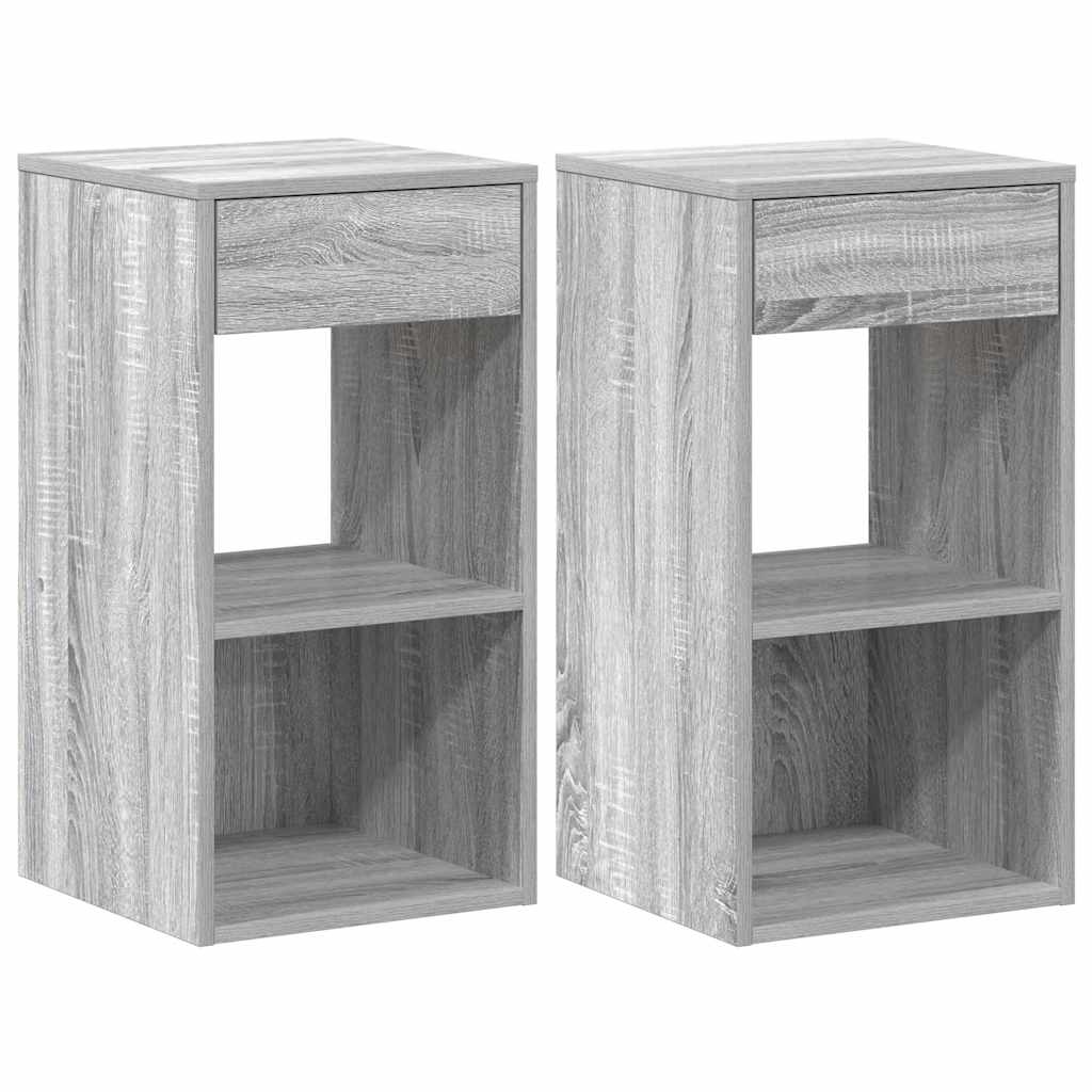 vidaXL Κομοδίνα με συρτάρι 2 τεμάχια Γκρι Sonoma 35x34x66,5 εκ.