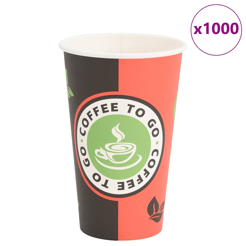 vidaXL Χάρτινα κύπελλα καφέ 1000 τεμάχια 16oz 400ml Κόκκινο και μαύρο