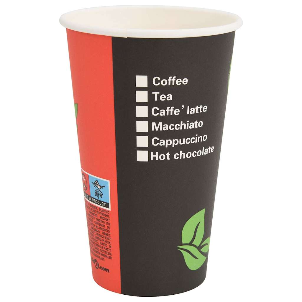 vidaXL Χάρτινα κύπελλα καφέ 1000 τεμάχια 16oz 400ml Κόκκινο και μαύρο