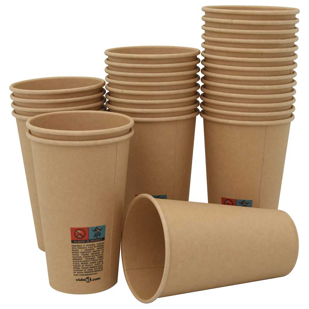 vidaXL Χάρτινα κύπελλα καφέ 1000 τεμάχια 16oz 400ml καφέ