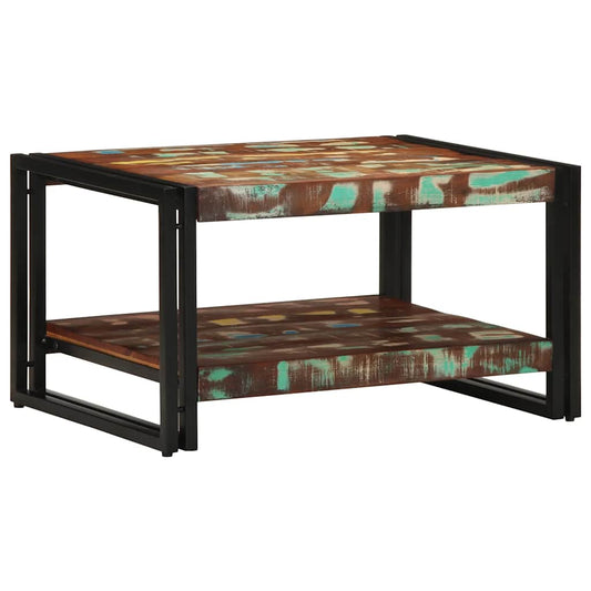vidaXL Τραπεζάκι σαλονιού πολύχρωμο 70x50x38cm Ξύλο μασίφ αναγεννημένο