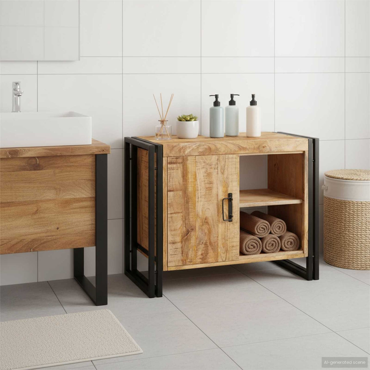 vidaXL Ντουλάπι νιπτήρα Καφέ 71 x 33 x 58 εκ. Στερεό ξύλο μάνγκο