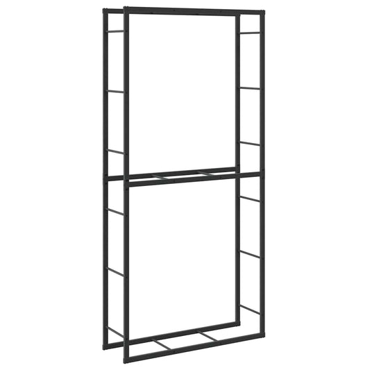 vidaXL Ράφι για καυσόξυλα Μαύρο 100x30x209 cm Χάλυβας