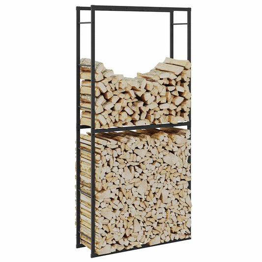 vidaXL Ράφι για καυσόξυλα Μαύρο 100x30x209 cm Χάλυβας