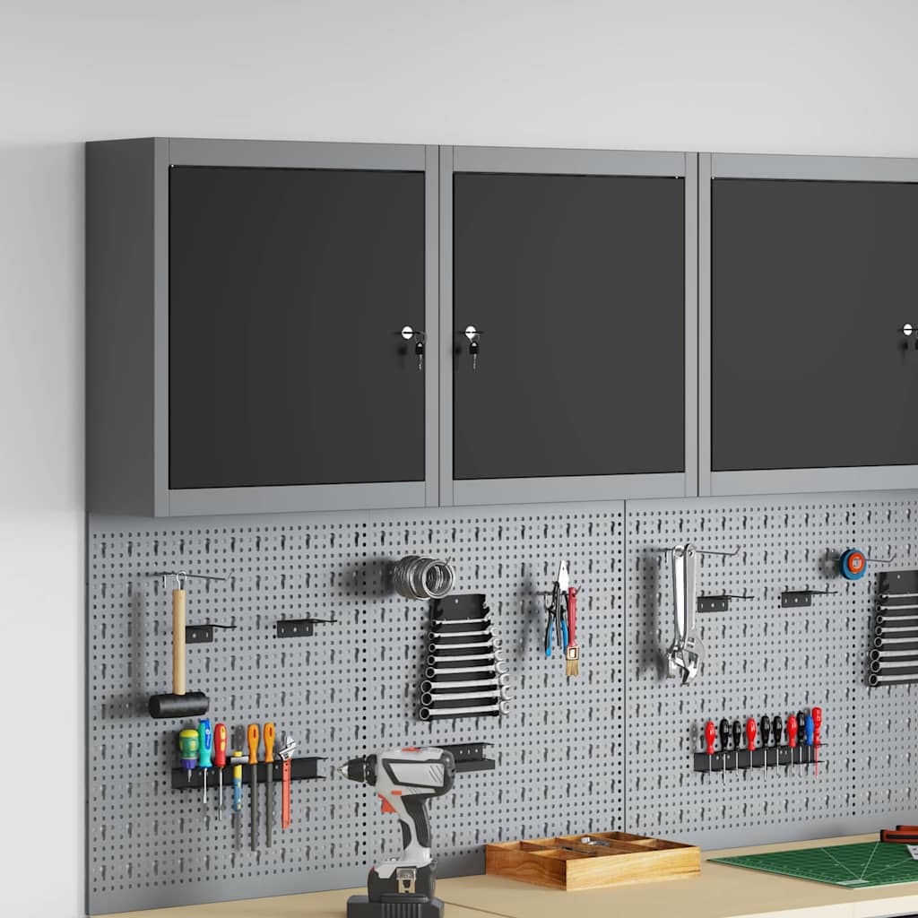 vidaXL Ντουλάπα εργαλείων Μαύρο και Γκρι 50 x 20 x 55 εκ. Ατσάλι