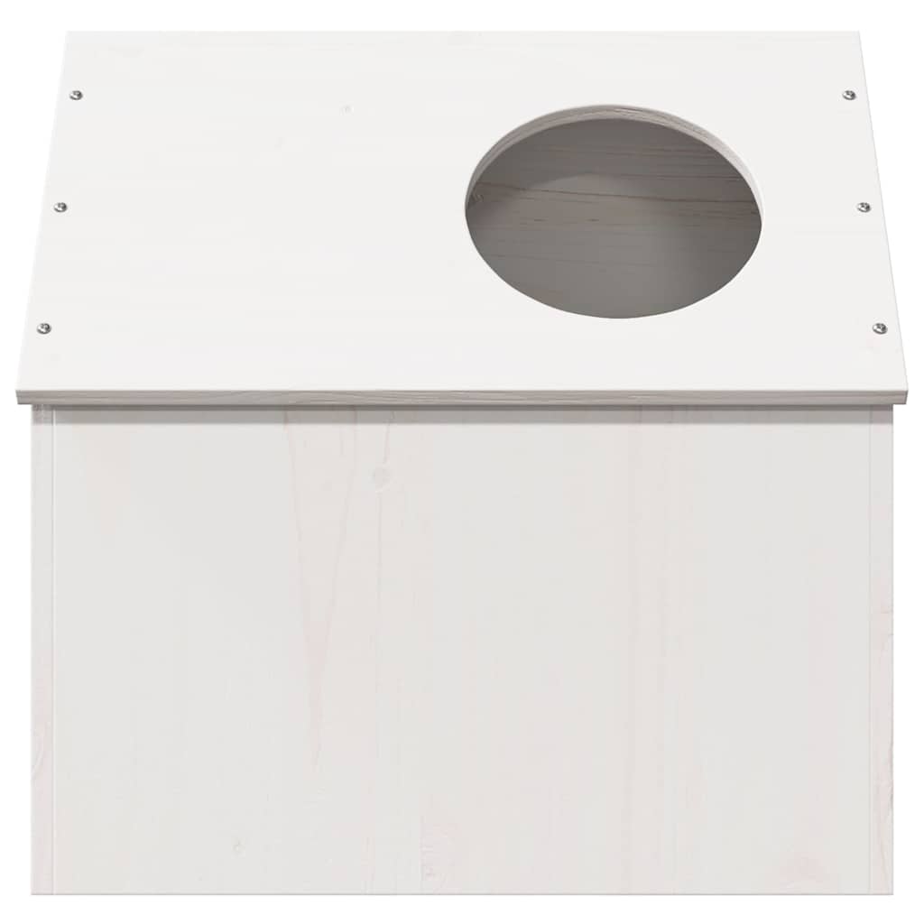 vidaXL σπιτάκι για γάτες λευκό 41x50x50 cm από μασίφ ξύλο πεύκο