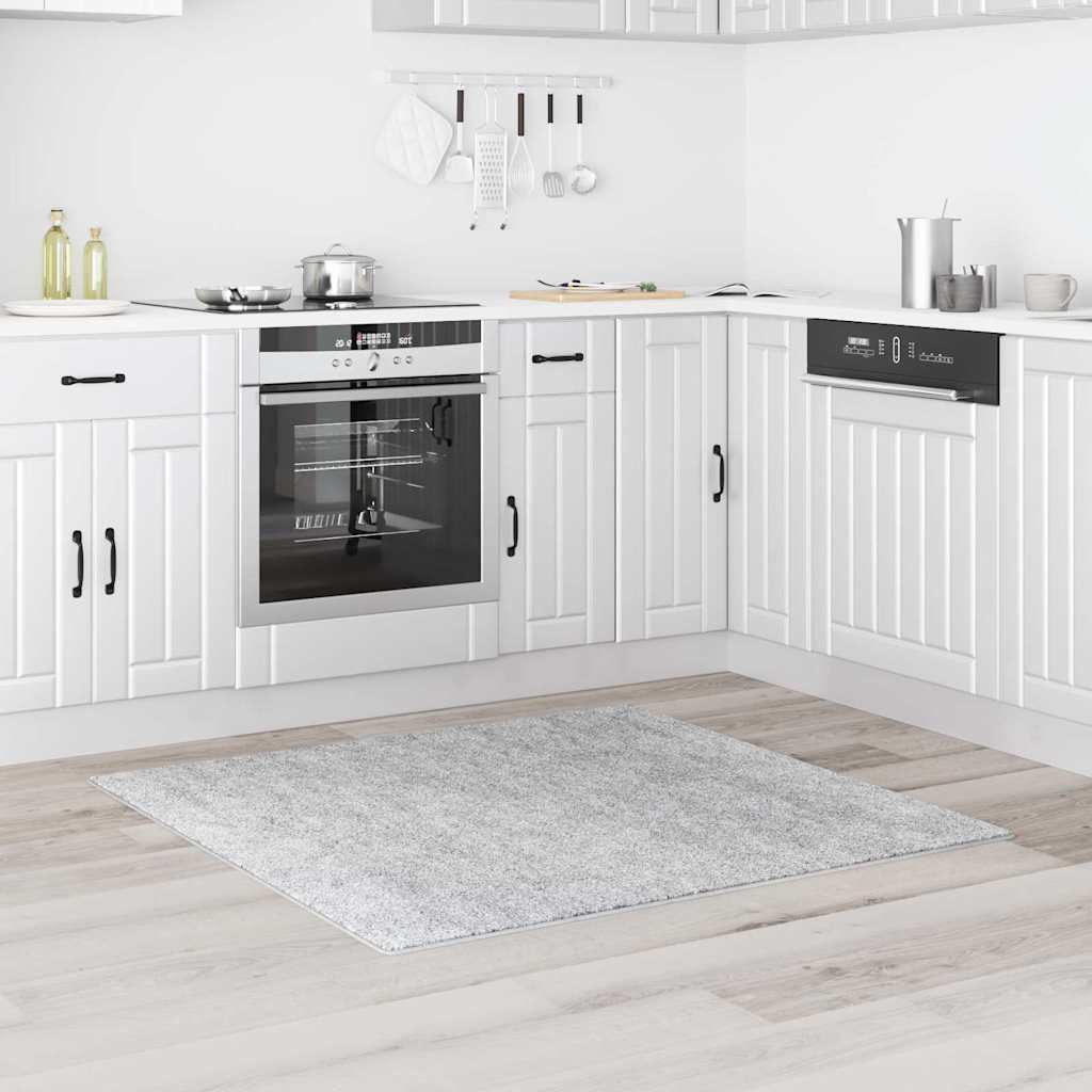 vidaXL Αντιολισθητικό Σαγκί Χαλάκι Γκρι 120 x 120 cm PP