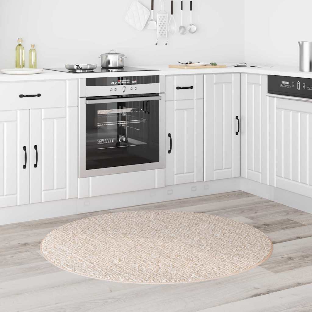 vidaXL Αντιολισθητικό Σαγκί Χαλάκι Κρεμ 120 x 120 cm PP