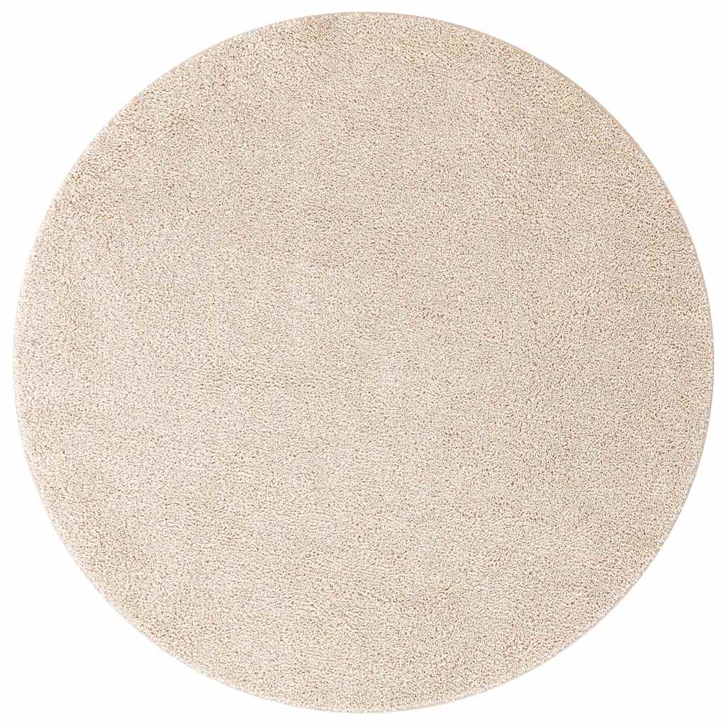 vidaXL Αντιολισθητικό Σαγκί Χαλάκι Κρεμ 120 x 120 cm PP