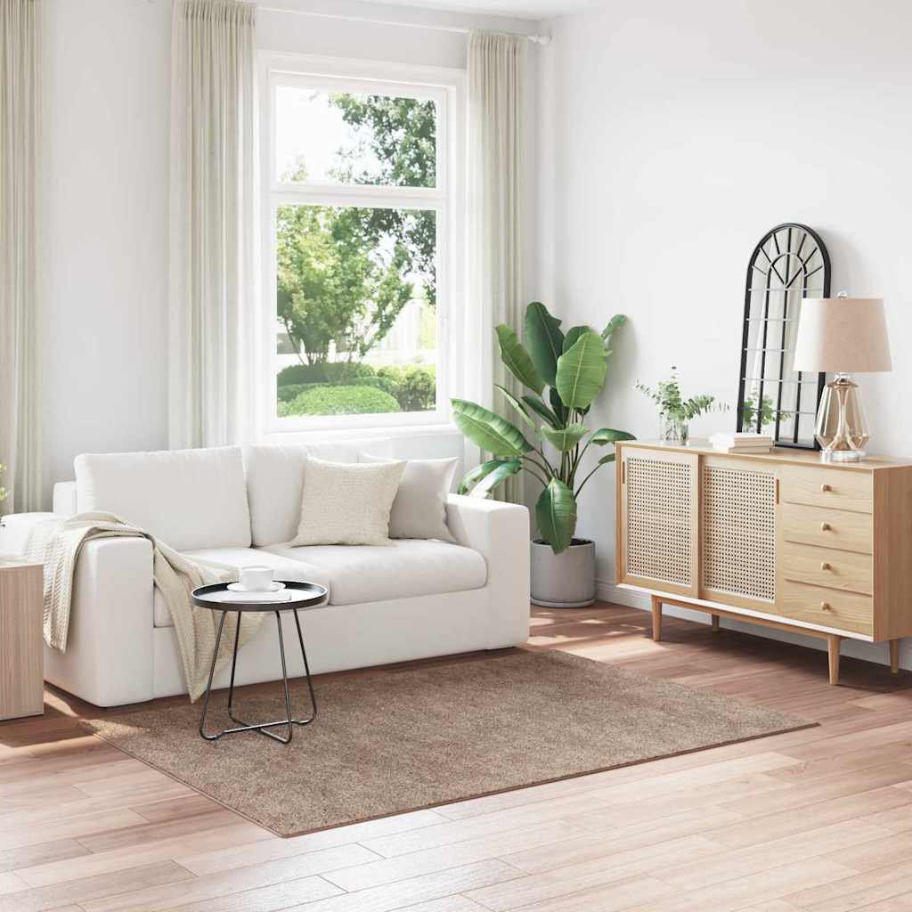 vidaXL Αντιολισθητικό Σαγκί Χαλάκι Καφέ 140 x 200 cm PP