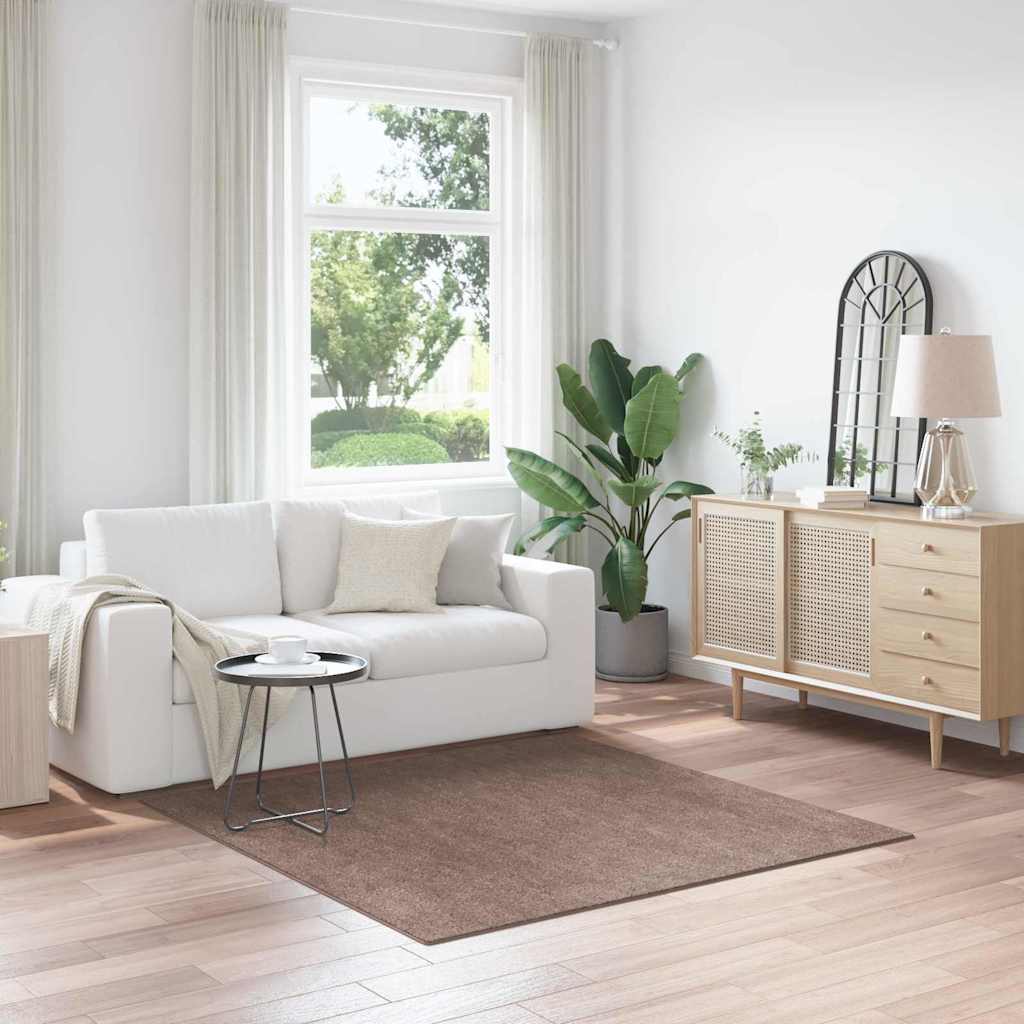 vidaXL Αντιολισθητικό Σαγκί Χαλάκι Καφέ 160 x 160 cm PP