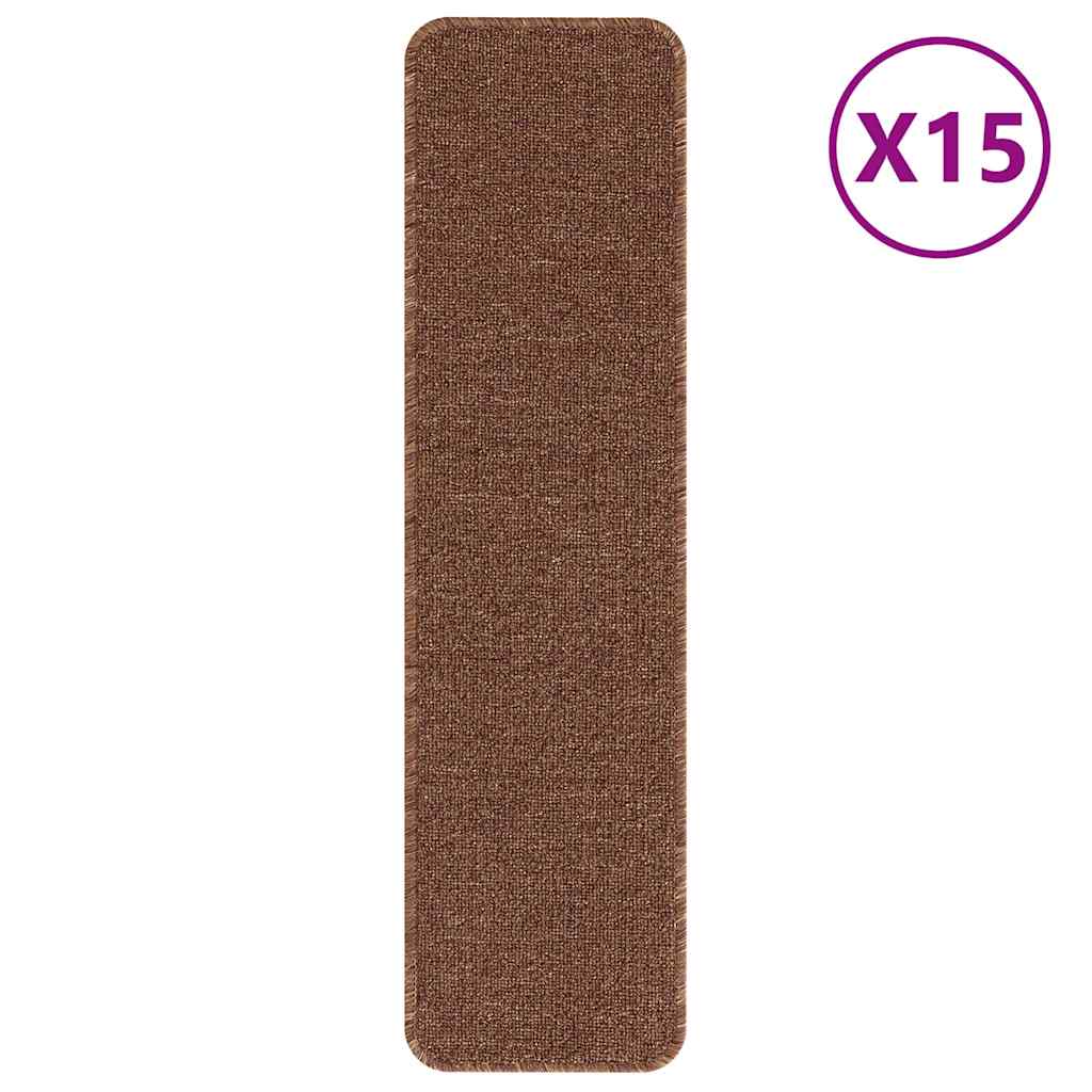 vidaXL Χαλιά Σκαλοπατιών Αντιολισθητικά 15 τεμ. 75 x 20 cm Κίτρινο PP