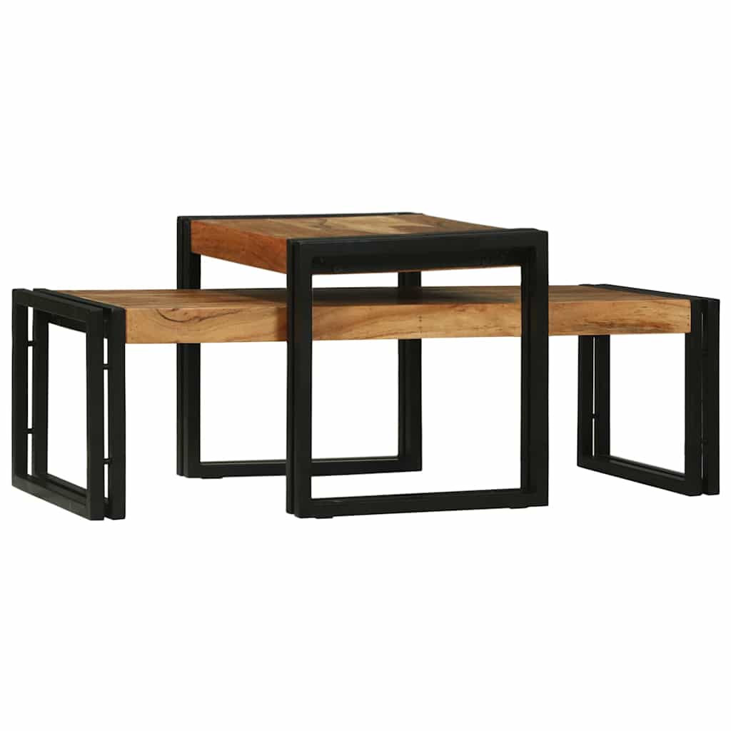 vidaXL Τραπεζάκι σαλονιού 2 pcs Καφέ Μασίφ ξύλο ακακίας
