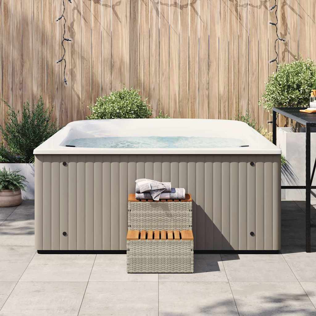 vidaXL Βήμα υδρομασάζ Αν. Γκρι 50x50x50,5εκ. Συνθετικό Ρατάν/Ακακίας