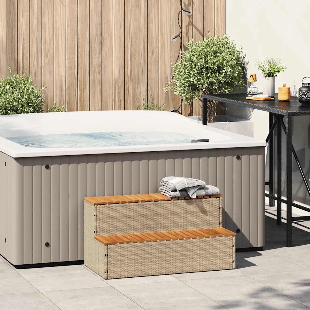 vidaXL Βήμα υδρομασάζ Μπεζ 100x50x50,5 εκ. Συνθετικό Ρατάν/Ακακίας