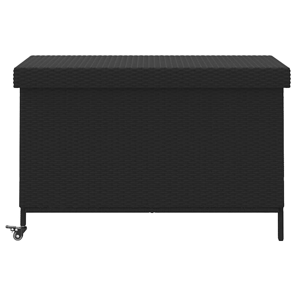 vidaXL κουτί αποθήκευσης κήπου με ρόδες μαύρο 110x55x73 cm