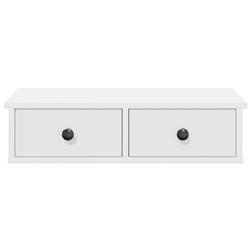 vidaXL Ράφι τοίχου με συρτάρια Λευκό 60x28x15 cm Κατασκευασμένο ξύλο