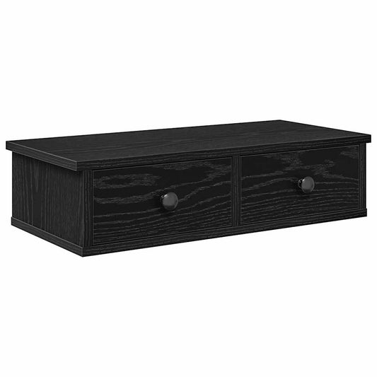 vidaXL Ράφι τοίχου με συρτάρια Μαύρο 60x28x15 cm Κατασκευασμένο ξύλο