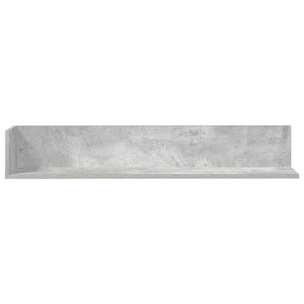 vidaXL Ράφια τοίχου 2 τεμάχια Μπετόν Γκρι 100x16,5x16,5cm Ξύλο μηχανής