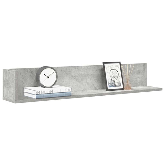 vidaXL Ράφια τοίχου 2 τεμάχια Μπετόν Γκρι 100x16,5x16,5cm Ξύλο μηχανής