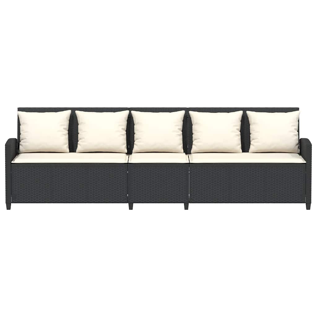 vidaXL Καναπές κήπου 5θέσιος με μαξιλάρια Μαύρο Poly Rattan