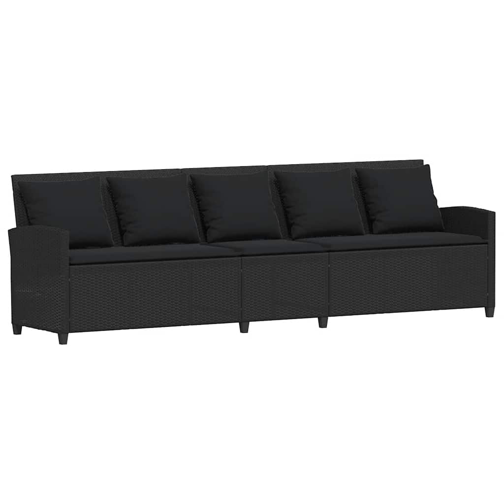 vidaXL Καναπές κήπου 5θέσιος με μαξιλάρια Μαύρο Poly Rattan