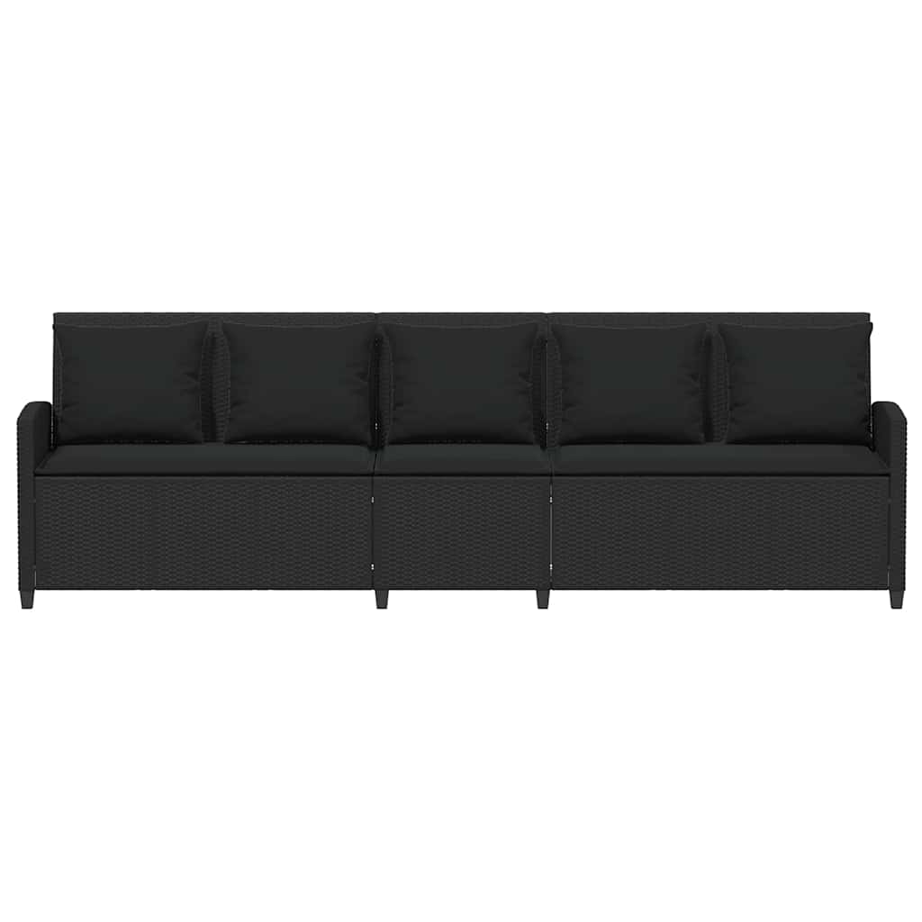 vidaXL Καναπές κήπου 5θέσιος με μαξιλάρια Μαύρο Poly Rattan