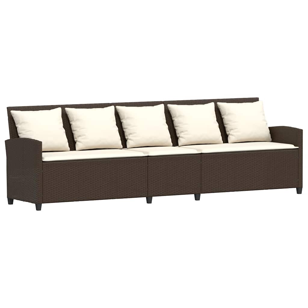 vidaXL Καναπές κήπου 5θέσιος με μαξιλάρια Brown Poly Rattan