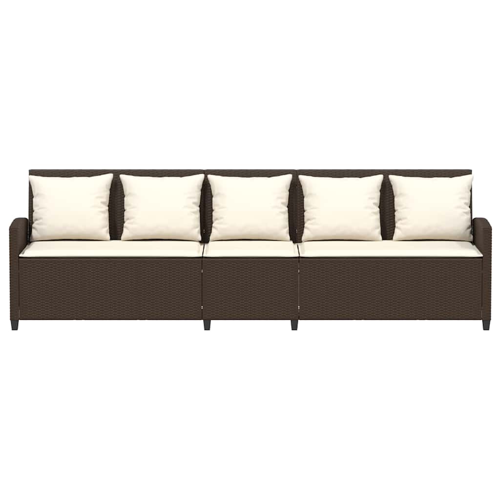 vidaXL Καναπές κήπου 5θέσιος με μαξιλάρια Brown Poly Rattan
