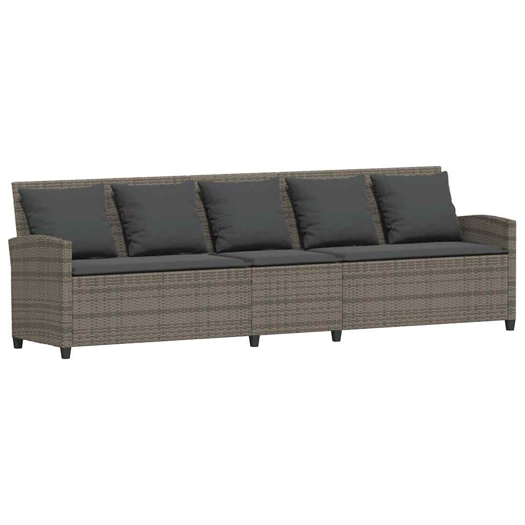 vidaXL Καναπές κήπου 5θέσιος με μαξιλάρια Γκρι Poly Rattan