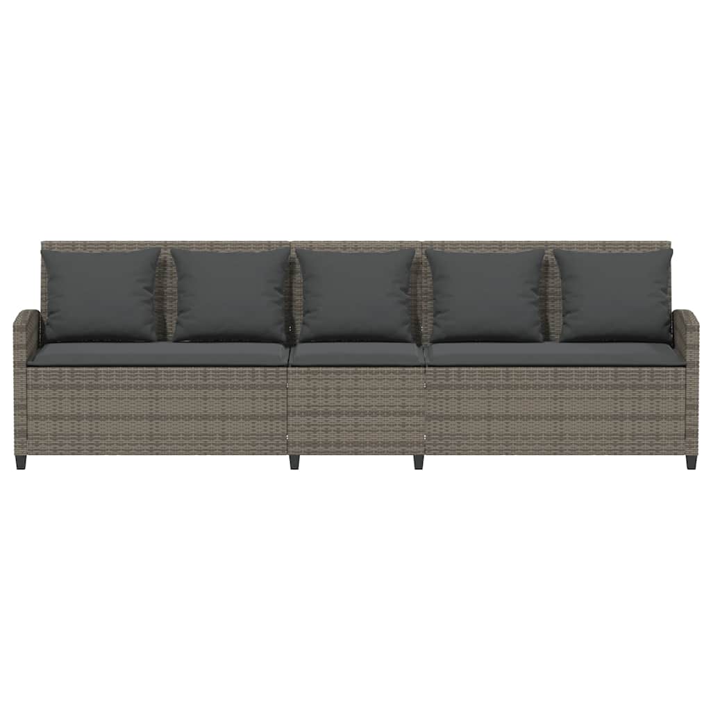 vidaXL Καναπές κήπου 5θέσιος με μαξιλάρια Γκρι Poly Rattan