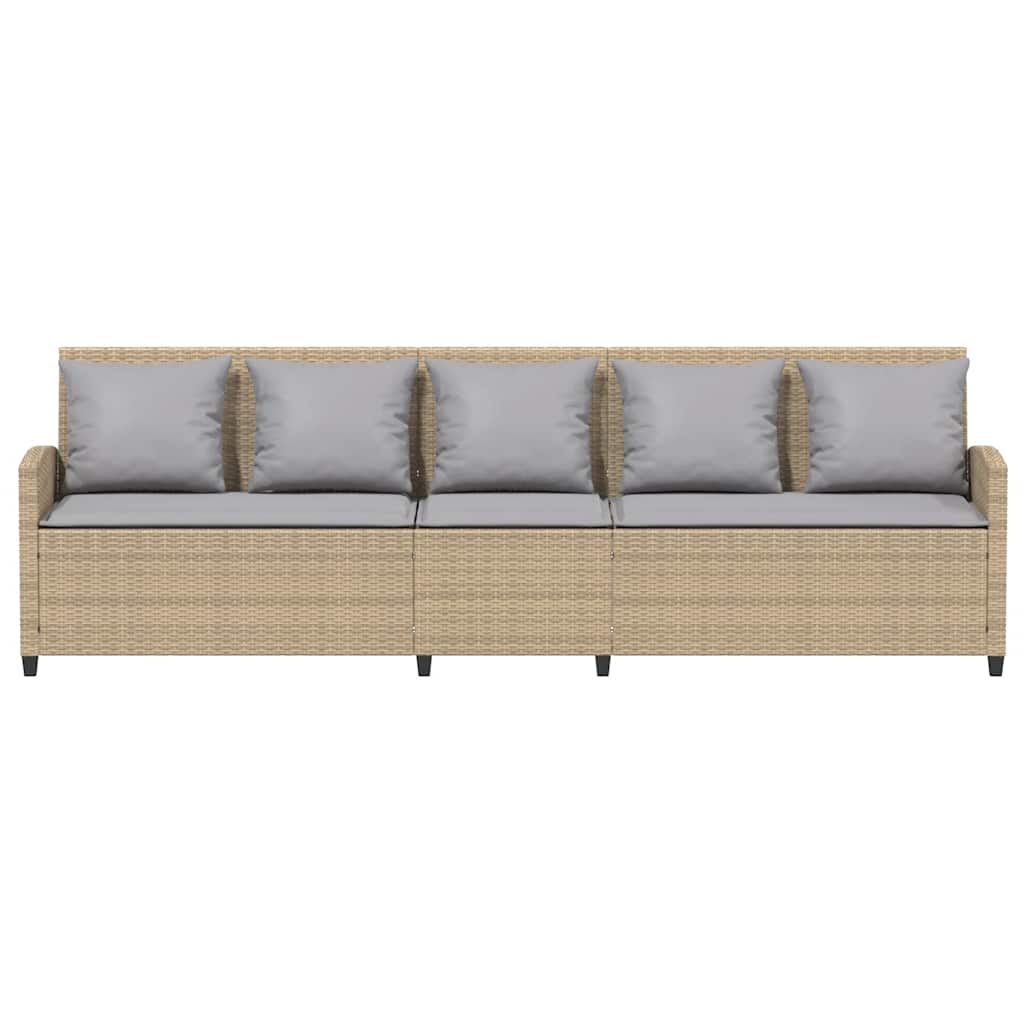 vidaXL Καναπές κήπου 5θέσιος με μαξιλάρια Μπεζ Poly Rattan