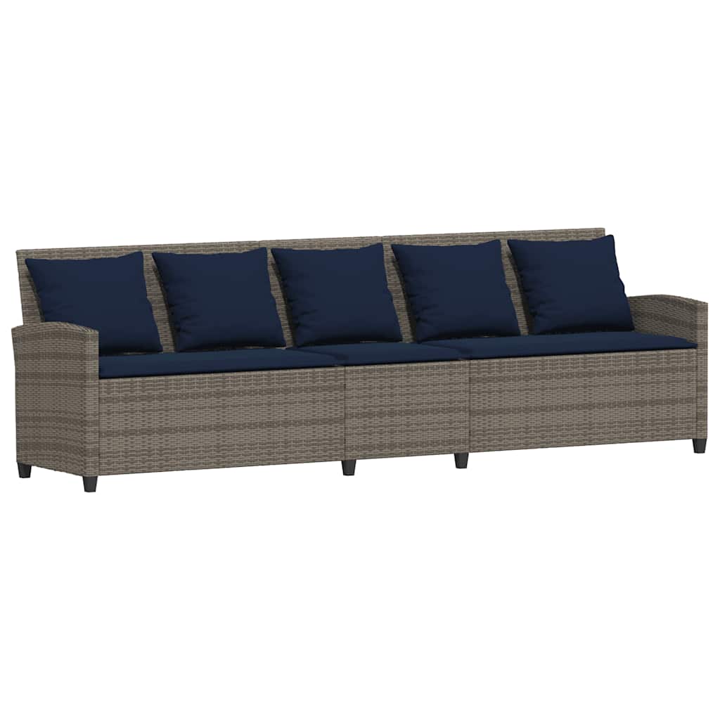 vidaXL Καναπές κήπου 5θέσιος με μαξιλάρια Γκρι Poly Rattan
