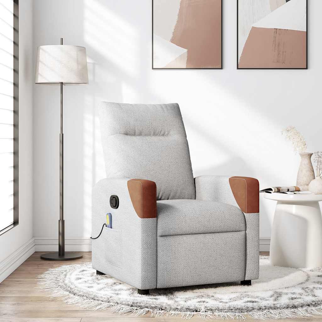 vidaXL καρέκλα ανάκλισης μασάζ Cloud Grey Fabric