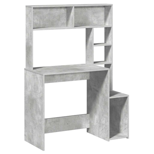 vidaXL Γραφείο με Ράφια Γκρι Σκυροδέματος 100x45x140 εκ. Επεξεργ. Ξύλο