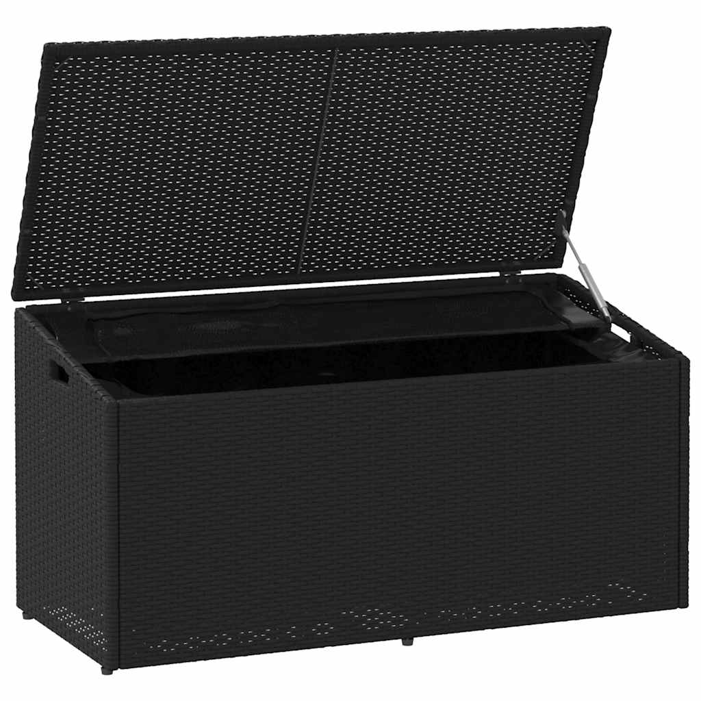vidaXL Κήπος κουτί αποθήκευσης μαύρο 110x50x58 cm Poly Rattan