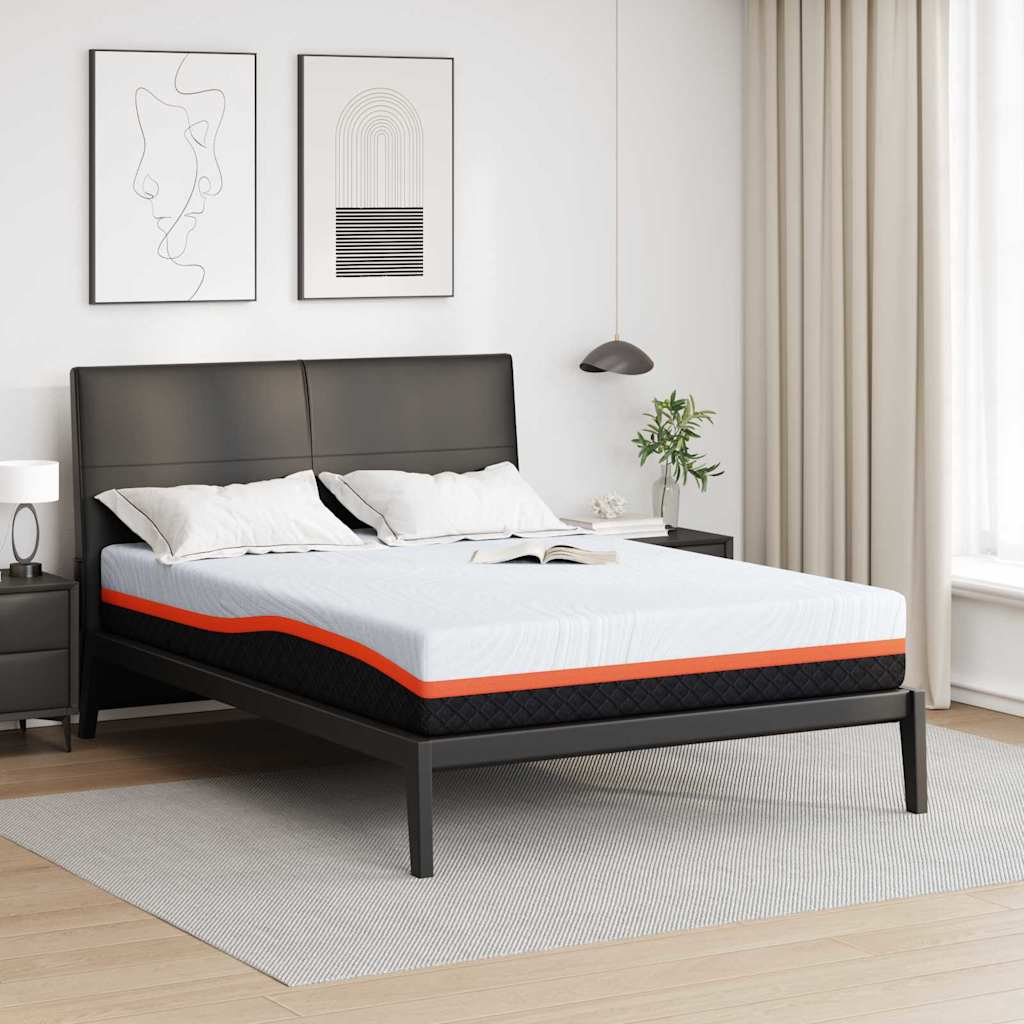 vidaXL Στρώμα Λευκό και Γκρι 140 x 190 cm Ζακάρ ύφασμα