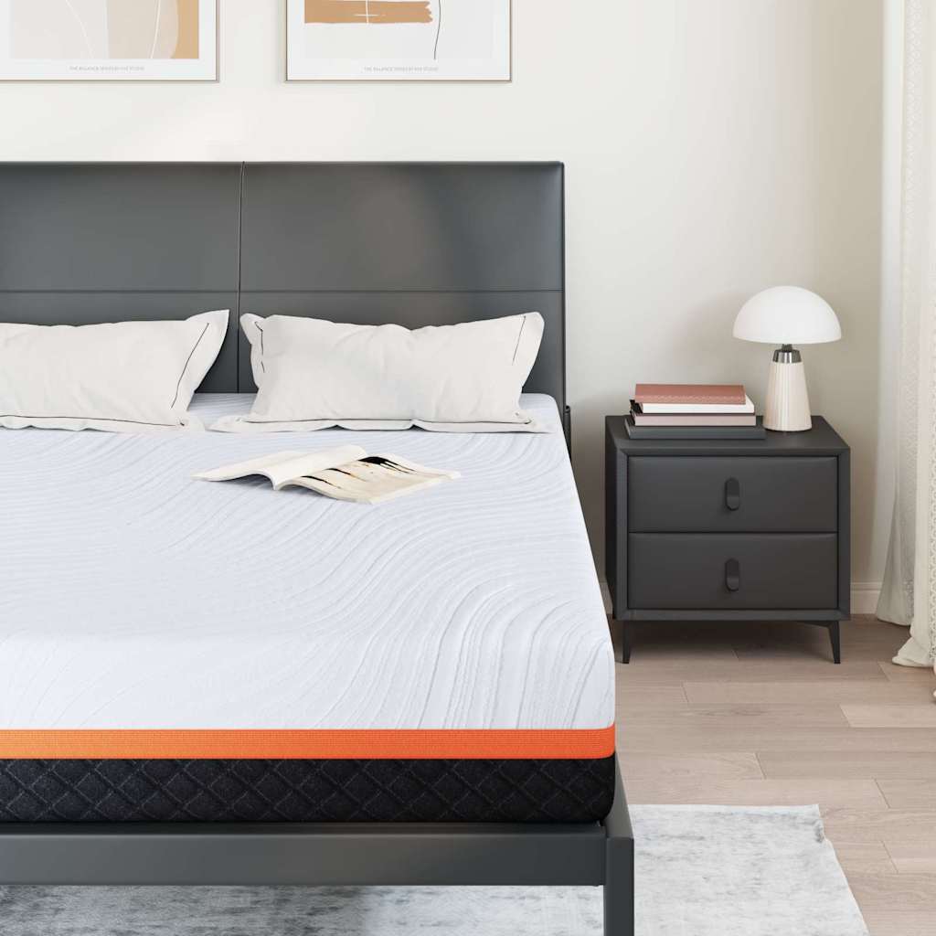 vidaXL Στρώμα Λευκό και Γκρι 140 x 190 cm Ζακάρ ύφασμα