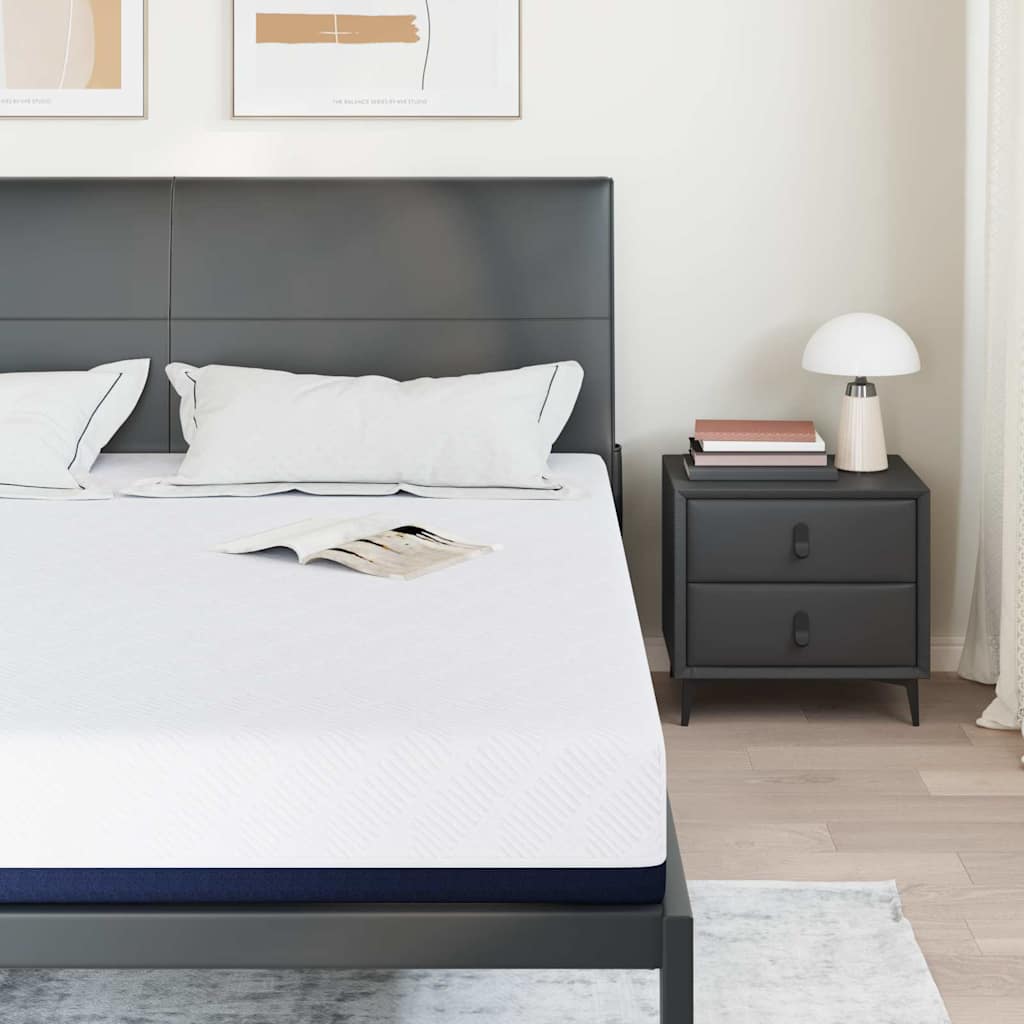 vidaXL Στρώμα Λευκό και Μπλε 180 x 200 cm Ζακάρ ύφασμα
