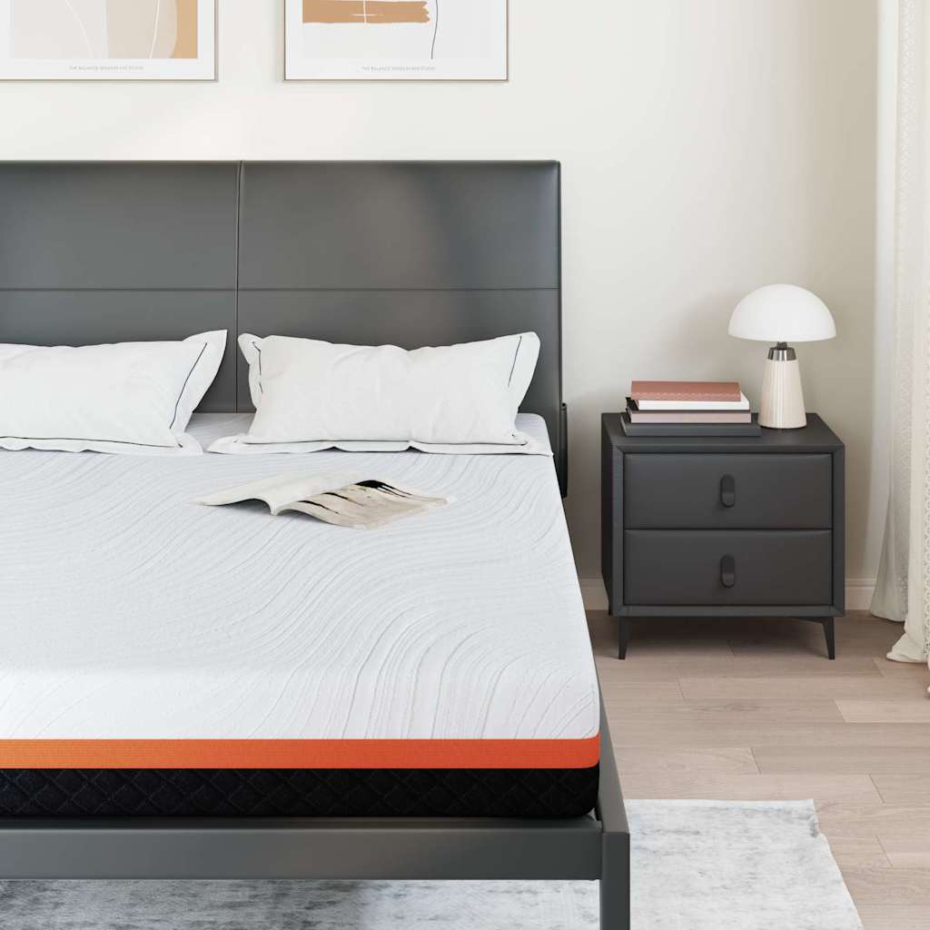 vidaXL Στρώμα Λευκό και Μαύρο 140 x 190 cm Ζακάρ ύφασμα