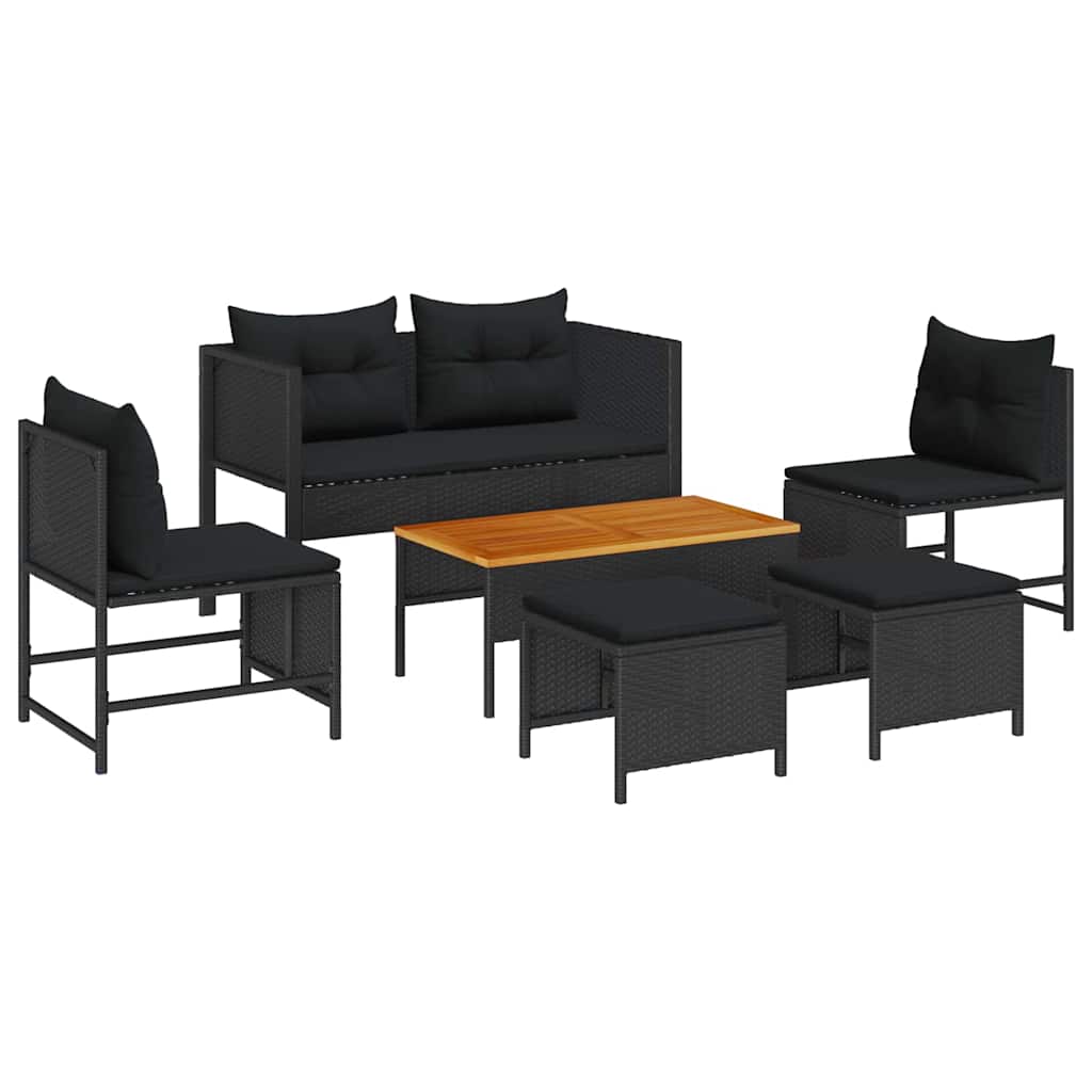 vidaXL Σετ Καναπέ Κήπου 6 pcs Μαύρο συνθετικό ρατάν