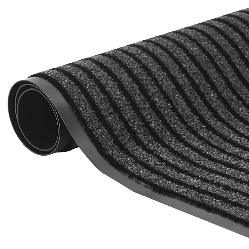vidaXL Πατάκι Εισόδου Ριγέ Μαύρο και Γκρι 115 x 500 εκ.