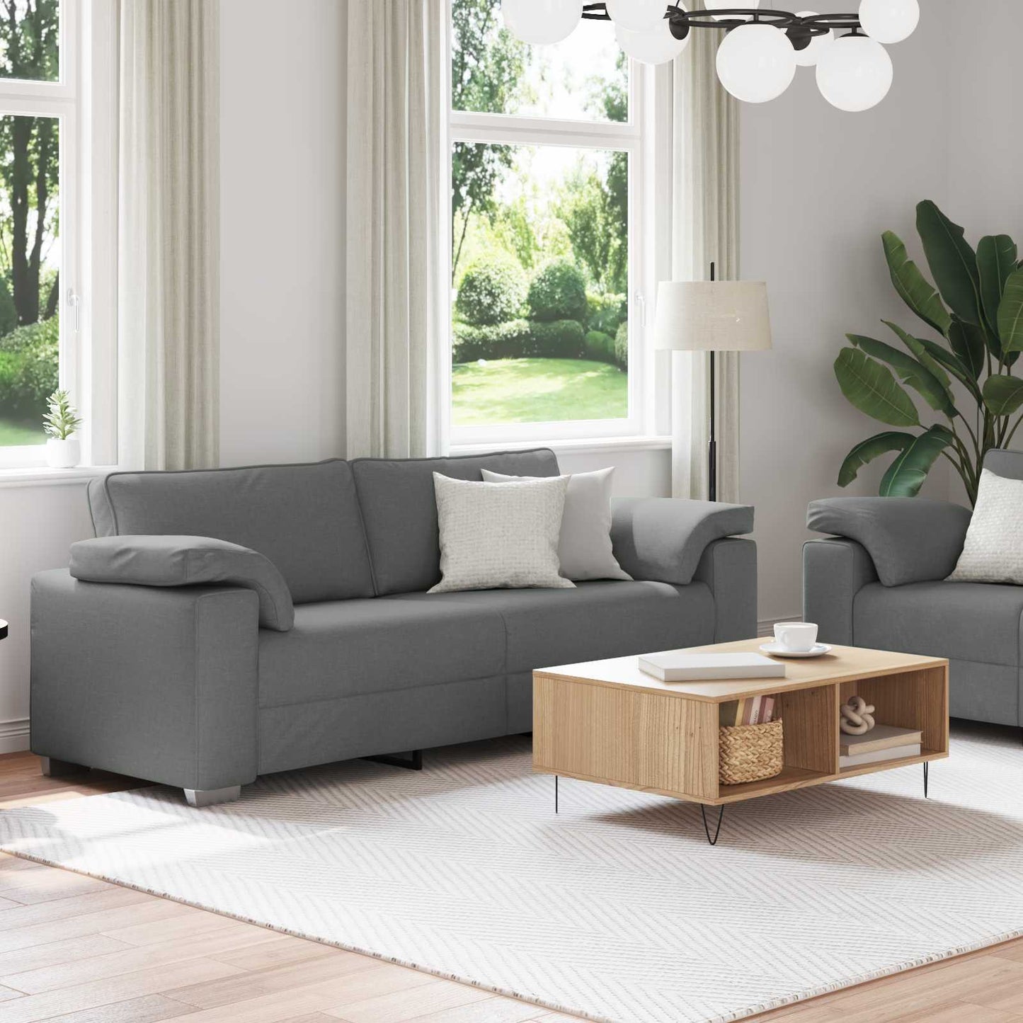 vidaXL Σετ Καναπέ 2 pcs Σκούρο γκρι 219 x 77 x 82 εκ ύφασμα