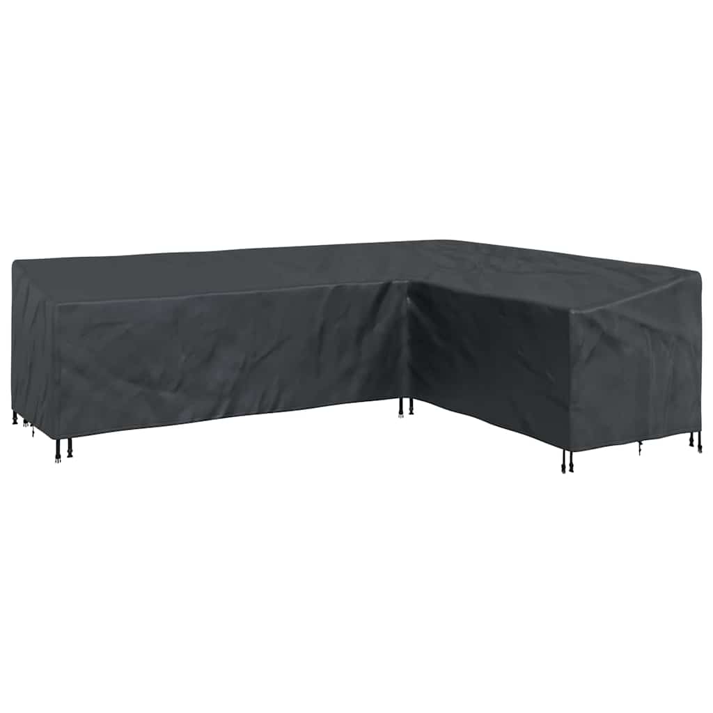 vidaXL Κάλυμμα επίπλων 286 x 222 x 80 εκ. Σχήμα L Αδιάβροχο Μαύρο