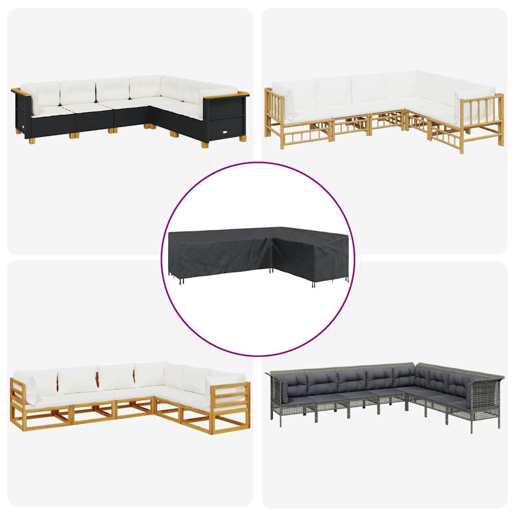 vidaXL Κάλυμμα επίπλων 286 x 222 x 80 εκ. Σχήμα L Αδιάβροχο Μαύρο