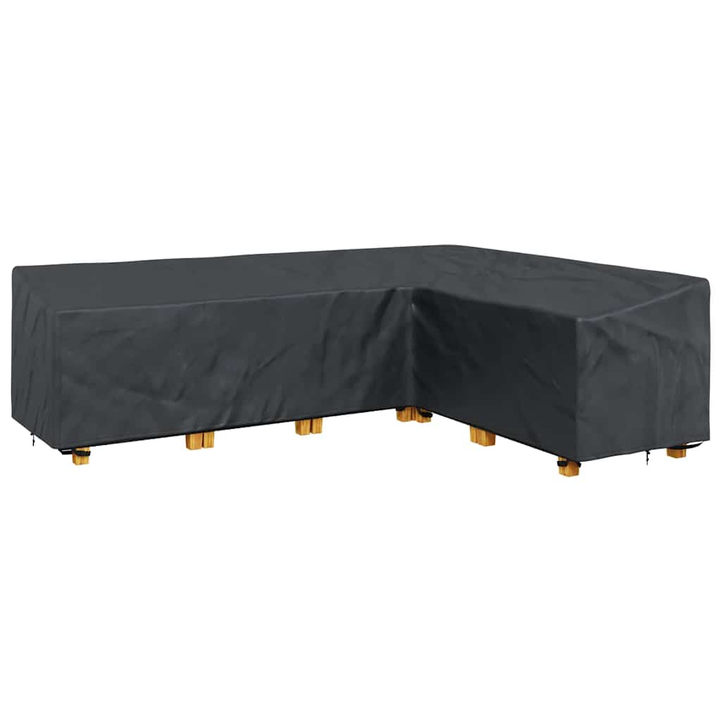 vidaXL Κάλυμμα επίπλων 286 x 222 x 80 εκ. Σχήμα L Αδιάβροχο Μαύρο