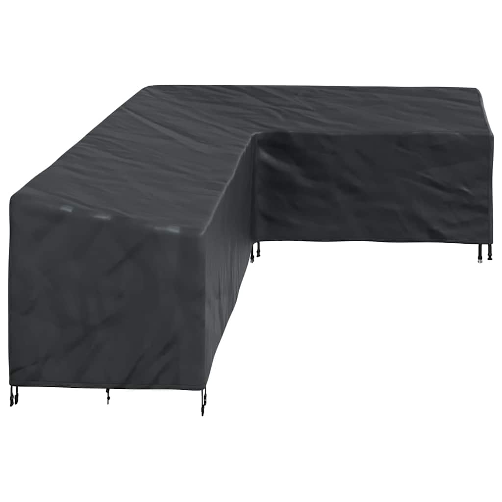 vidaXL Κάλυμμα επίπλων 286 x 222 x 80 εκ. Σχήμα L Αδιάβροχο Μαύρο
