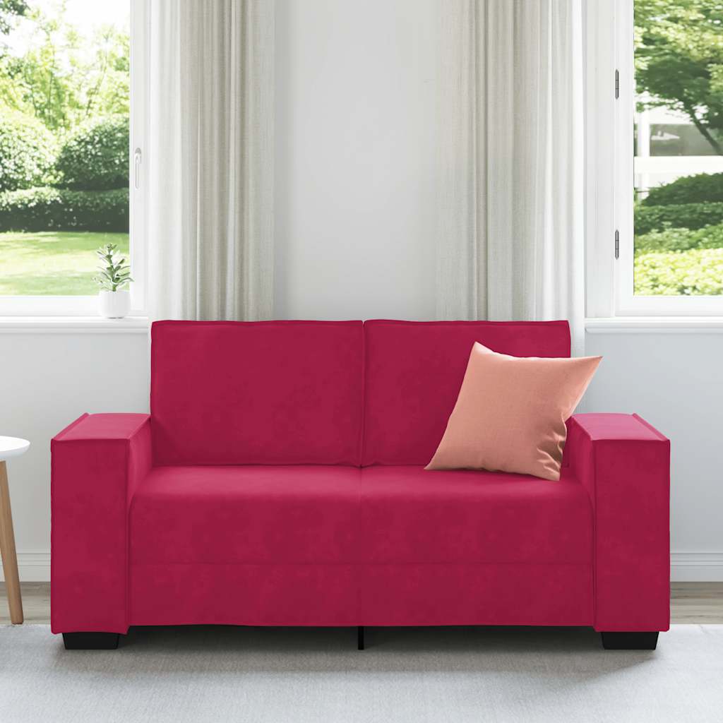 vidaXL Διθέσιος Καναπές Κόκκινος Βελούδος 160x78x84 εκ.