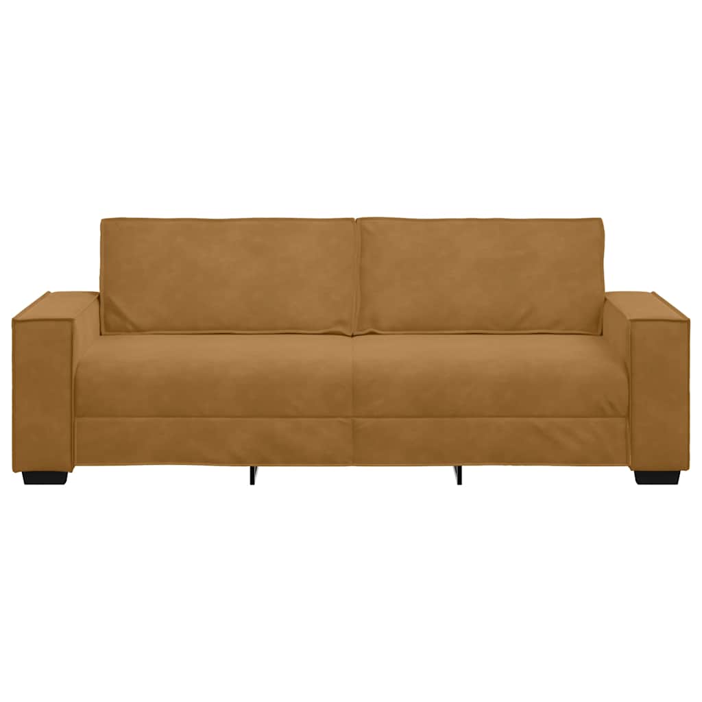 vidaXL Τριθέσιος Καναπές Καφέ Βελούδινος 220x78x84 εκ.