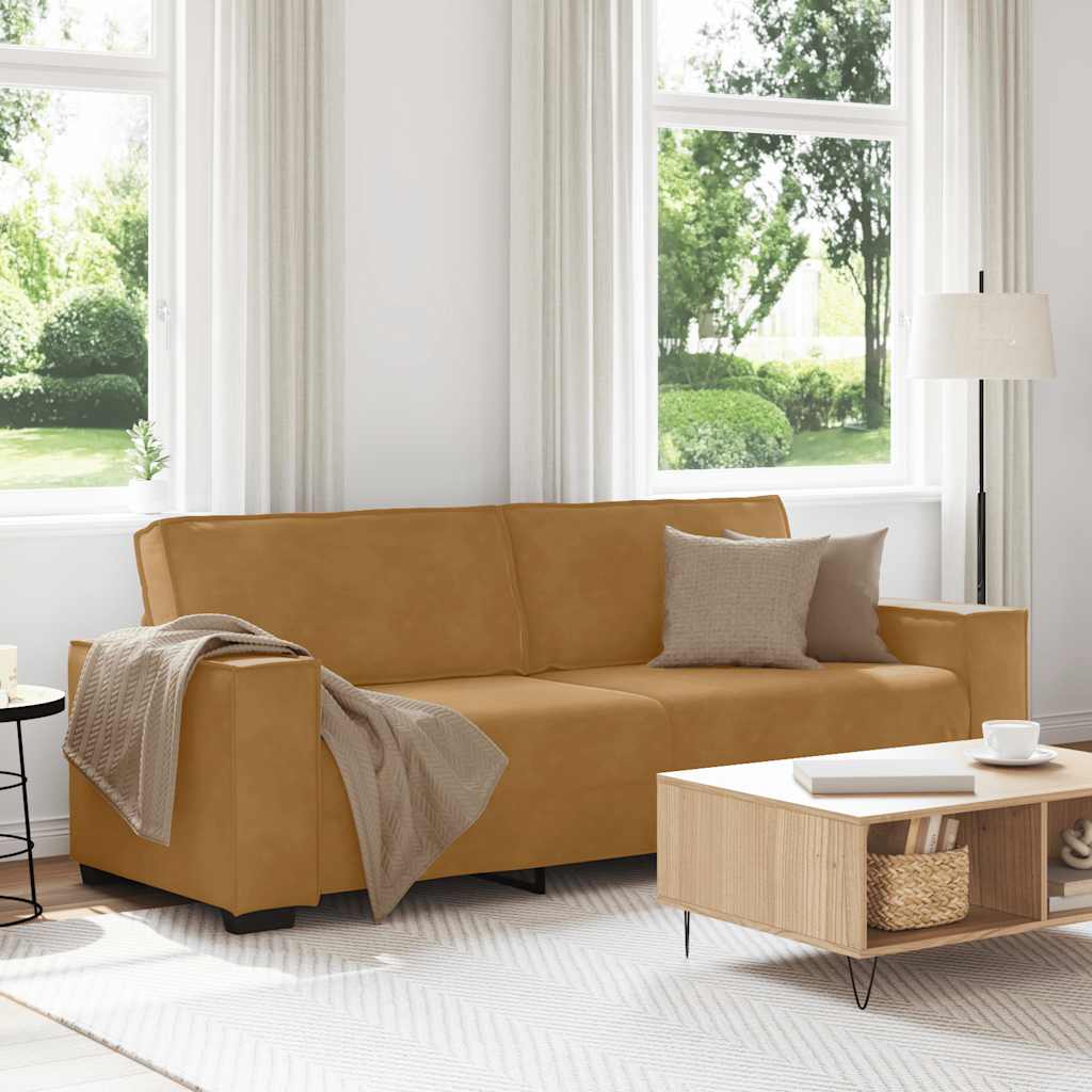 vidaXL Τριθέσιος Καναπές Καφέ Βελούδινος 220x78x84 εκ.